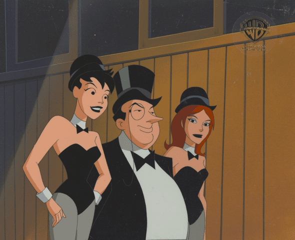 The New Batman Adventures Original Production Cel on Original Background: "Penguin and Ladies"