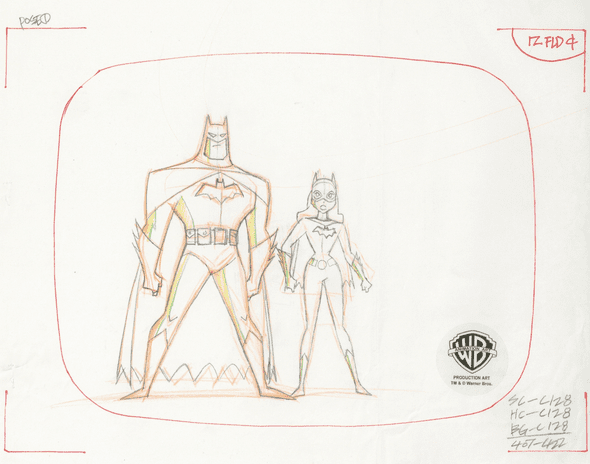 The New Batman Adventures Original Production Drawing: "Batman and Batgirl"