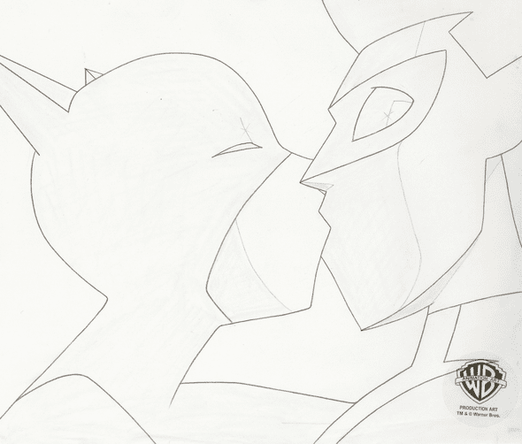 The New Batman Adventures Original Production Drawing: "Catwoman and Nightwing"