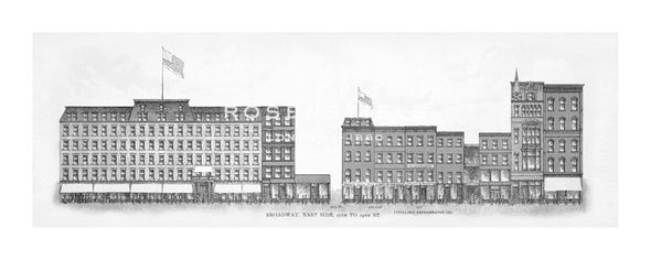 The Vintage Collection Hand Numbered Limited Edition Print on Paper :"Broadway - East Side 27th to 29th St. - Noir"