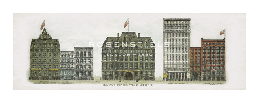 The Vintage Collection Hand Numbered Limited Edition Print on Paper :"Broadway - East Side All to Liberty St."
