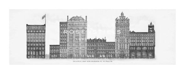 The Vintage Collection Hand Numbered Limited Edition Print on Paper :"Broadway - East Side Exchange PI to Wall St. - Noir"