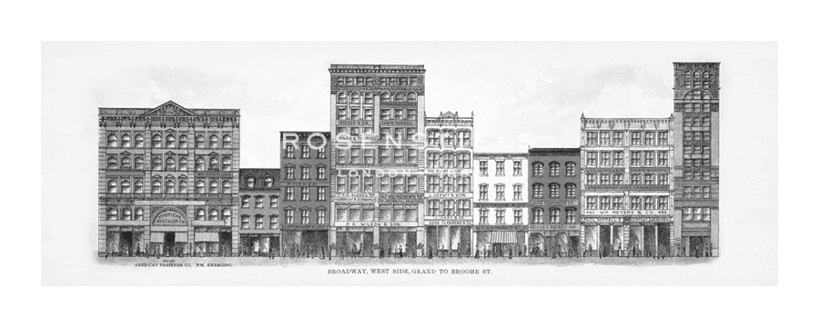 The Vintage Collection Hand Numbered Limited Edition Print on Paper :"Broadway - West Side Grand to Broome St. - Noir"