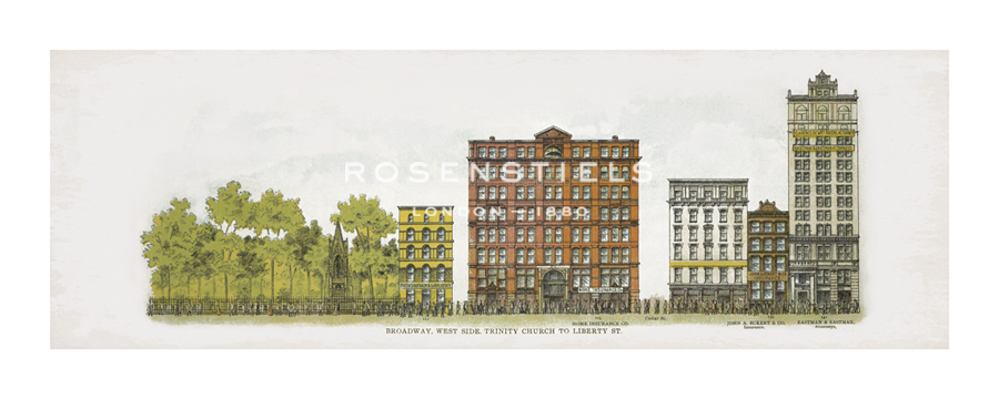 The Vintage Collection Hand Numbered Limited Edition Print on Paper :"Broadway - West Side Trinity Church to Liberty St."