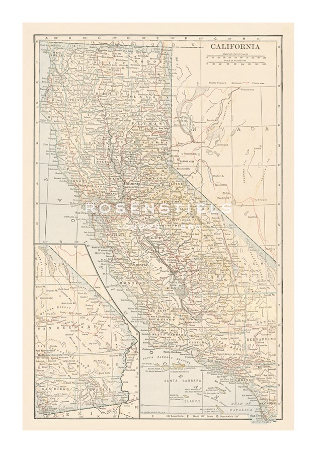 The Vintage Collection Hand Numbered Limited Edition Print on Paper :"California Map"