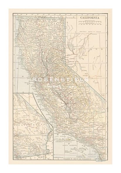 The Vintage Collection Hand Numbered Limited Edition Print on Paper :"California Map"