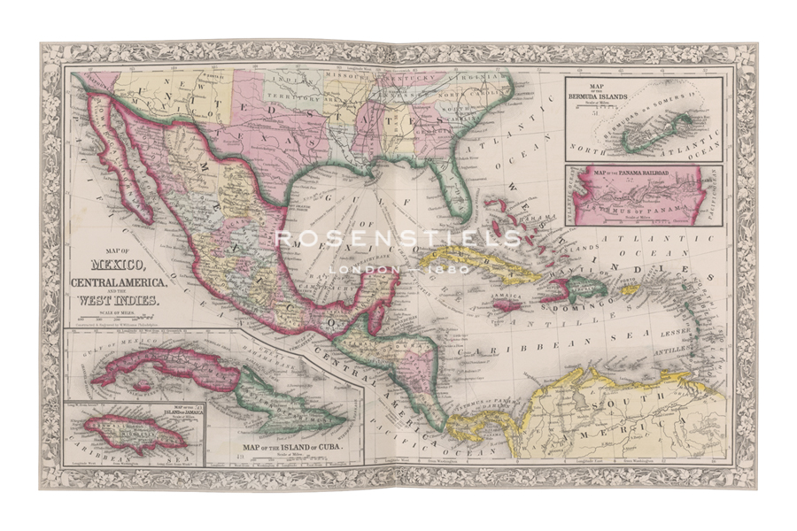 The Vintage Collection Hand Numbered Limited Edition Print on Paper :"Map of Mexico"