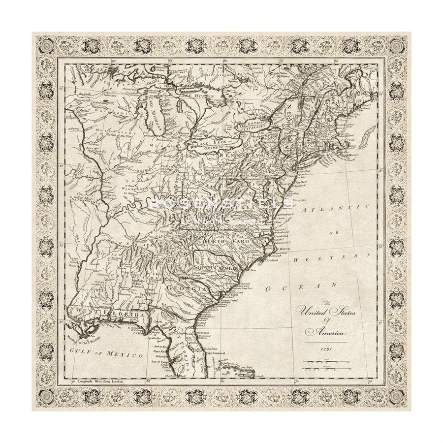 The Vintage Collection Hand Numbered Limited Edition Print on Paper :"The United States of America, 1791"