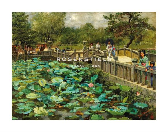 Theodore Wores Hand Numbered Limited Edition Print on Paper :"Lotus Pond, Shiba, Tokyo, c.1886"