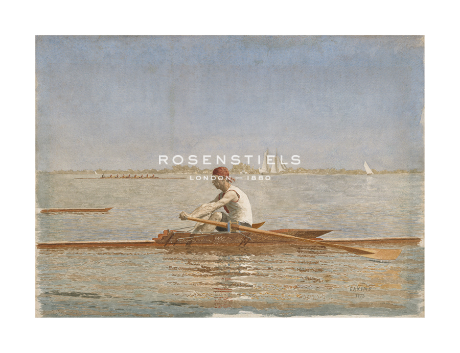 Thomas Eakins Hand Numbered Limited Edition Print on Paper :"John Biglin in a Single Scull - Landscape"