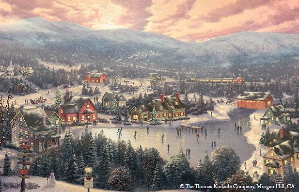 Thomas Kinakde Limited Edition Giclee Print and Canvas:"Sunset on Snowflake Lake"