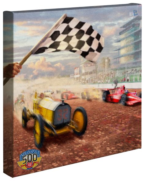 Thomas Kinkade Studios: "A Century of Racing! The 100th Anniversary Indianapolis 500 Mile Race - 14' x 14' Gallery Wrapped Canvas"