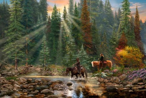 Thomas Kinkade Studios Limited Edition Giclee:"The Crossing Yellowstone"