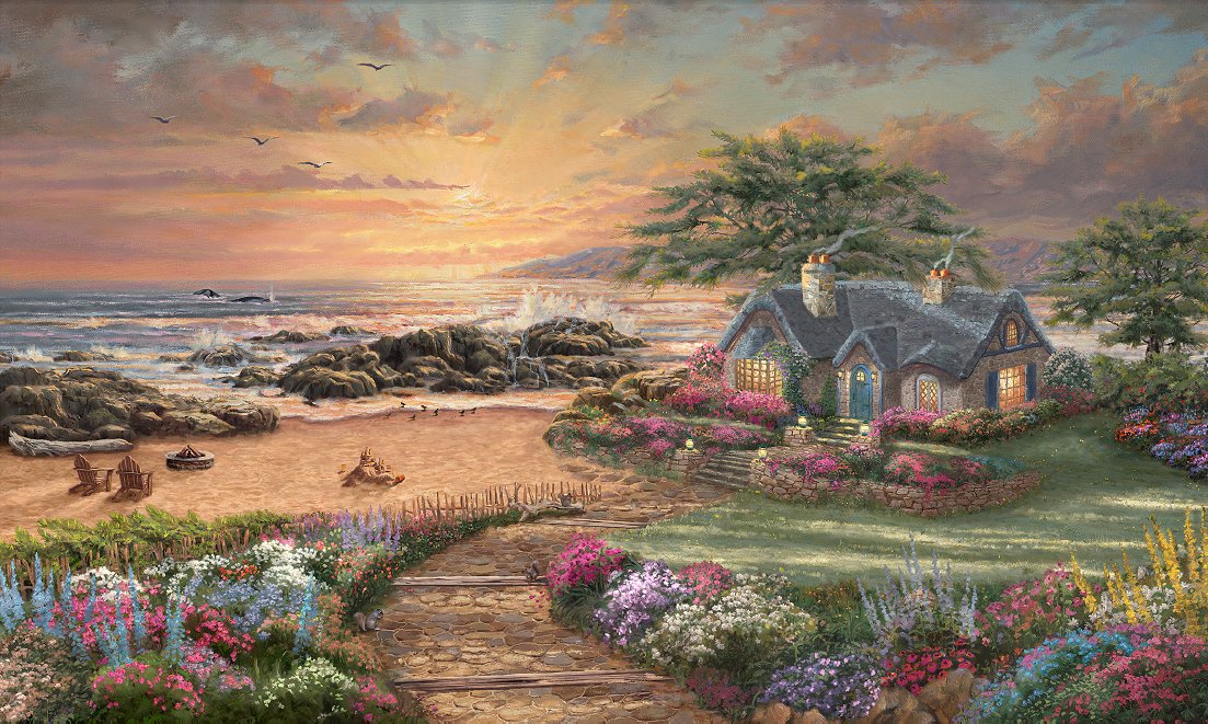 Thomas Kinkade Limited Edition Fine Art Giclee:"Seaside Cottage"