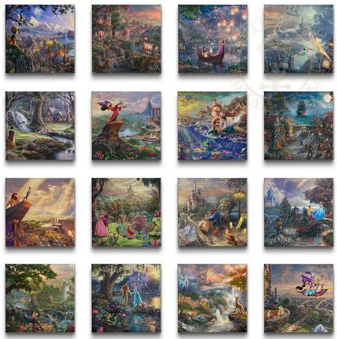 Thomas Kinakde Open Edition Canvas:"Ultimate Disney Collection Set of 16 - 14 x 14 Wrapped Canvases" Thomas Kinakde Open Edition Canvas:"Ultimate Disney Collection Set of 16 - 14 x 14 Wrapped Canvases"