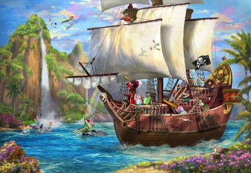 Thomas Kinakde Limited Edition Giclee Print:"Disney Captain Hook's Never Land Voyage"