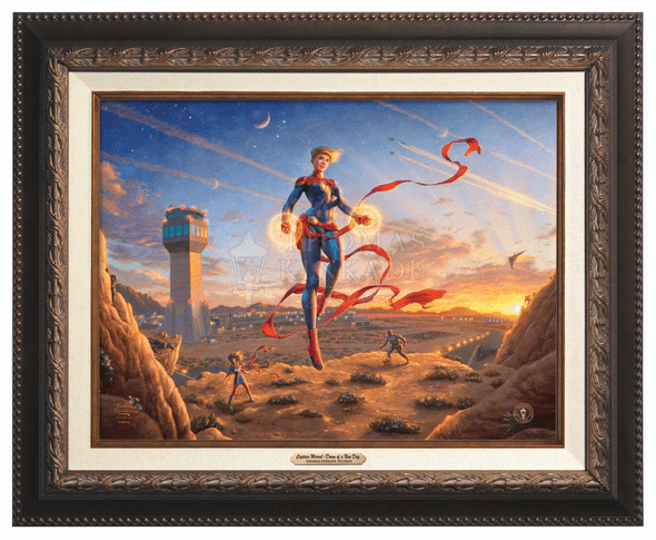 Thomas Kinkade 12" x 16" Framed Canvas Classics:"Captain Marvel  Dawn of A New Day"