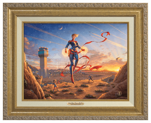 Thomas Kinkade 12" x 16" Framed Canvas Classics:"Captain Marvel  Dawn of A New Day"