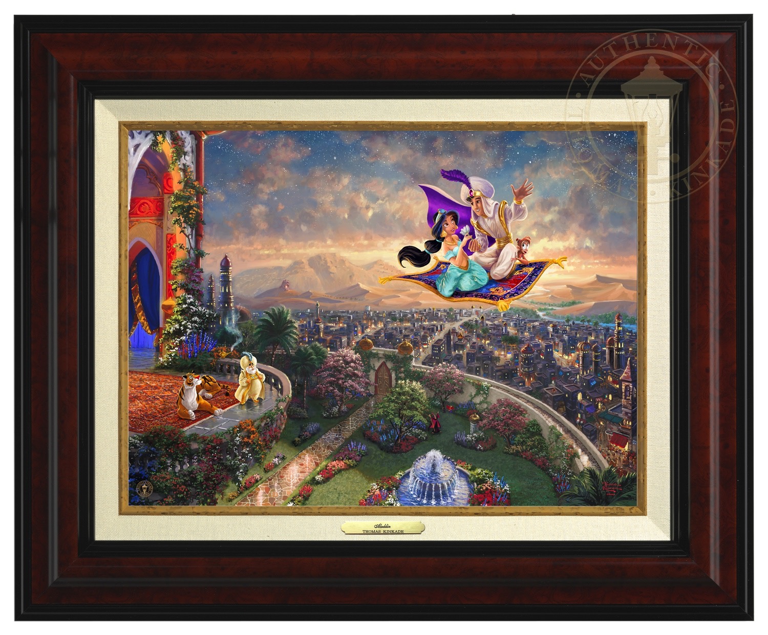 Thomas Kinkade 12" x 16" Framed Canvas Classics:"Disney Aladdin"
