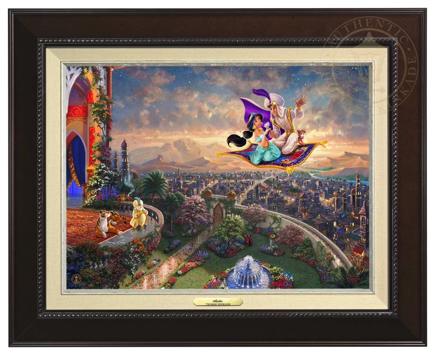 Thomas Kinkade 12" x 16" Framed Canvas Classics:"Disney Aladdin"