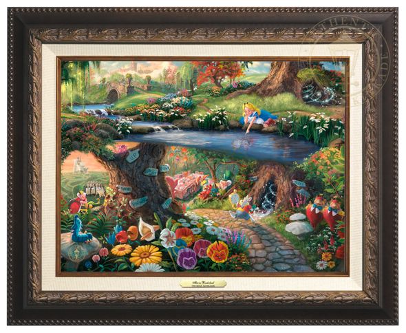 Thomas Kinkade 12" x 16" Framed Canvas Classics:"Disney Alice in Wonderland"