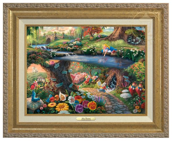 Thomas Kinkade 12" x 16" Framed Canvas Classics:"Disney Alice in Wonderland"