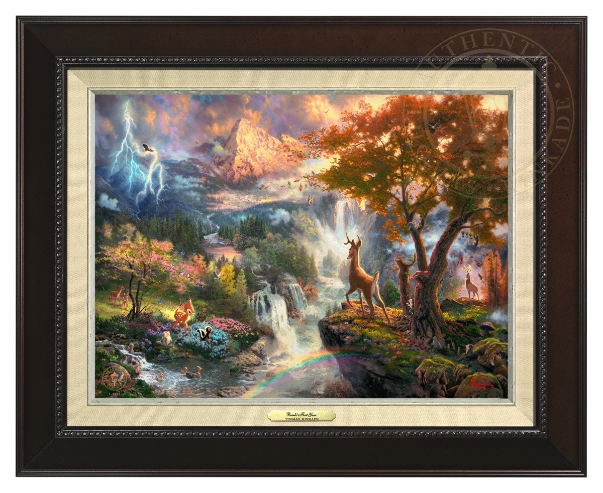 Thomas Kinkade 12" x 16" Framed Canvas Classics"Disney Bambi's First