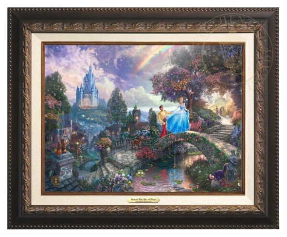 Thomas Kinkade 12" x 16" Framed Canvas Classics:"Disney Cinderella Wishes Upon A Dream"