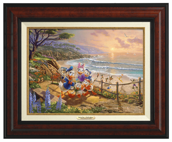 Thomas Kinkade 12" x 16" Framed Canvas Classics:"Disney Donald and Daisy A Duck Day Afternoon"