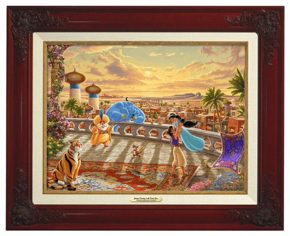Thomas Kinkade 12" x 16" Framed Canvas Classics:"Disney Jasmine Dancing in the Desert Sunset"