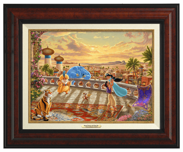 Thomas Kinkade 12" x 16" Framed Canvas Classics:"Disney Jasmine Dancing in the Desert Sunset"