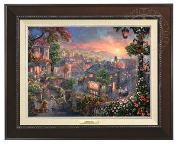 Thomas Kinkade 12" x 16" Framed Canvas Classics:"Disney Lady and the Tramp"