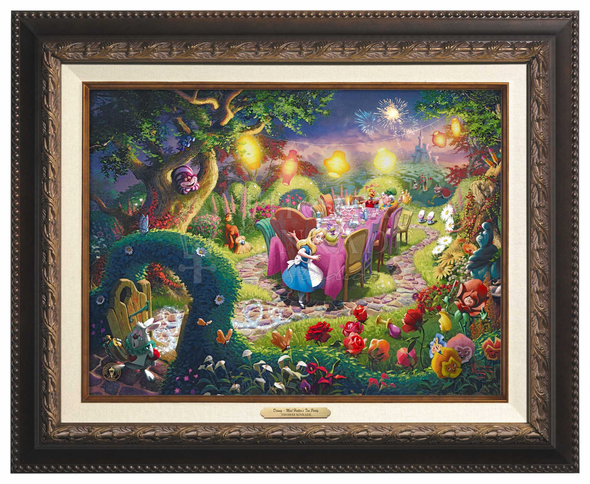 Thomas Kinkade 12" x 16" Framed Canvas Classics:"Disney Mad Hatter's Tea Party"