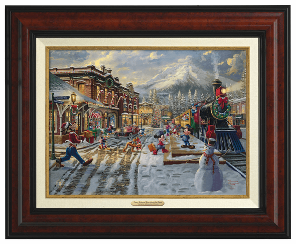 Thomas Kinkade 12" x 16" Framed Canvas Classics:"Disney Mickey and Minnie Candy Cane Express"