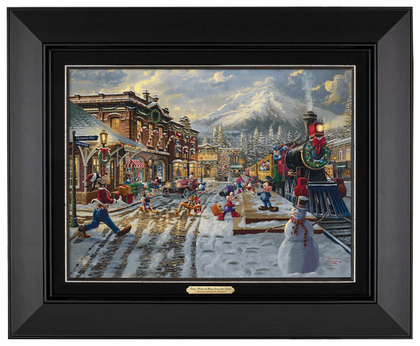 Thomas Kinkade 12" x 16" Framed Canvas Classics:"Disney Mickey and Minnie Candy Cane Express"