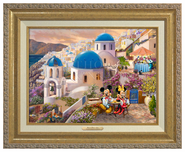 Thomas Kinkade 12" x 16" Framed Canvas Classics:"Disney Mickey and Minnie in Greece"