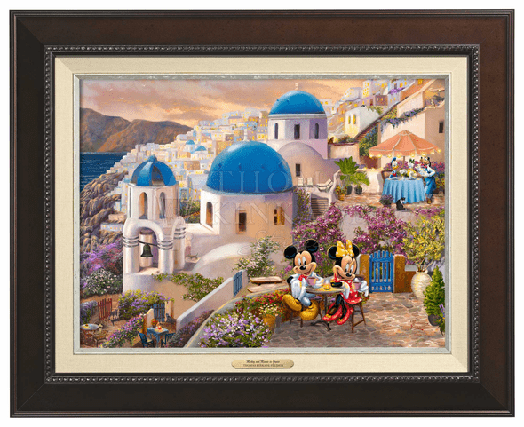 Thomas Kinkade 12" x 16" Framed Canvas Classics:"Disney Mickey and Minnie in Greece"