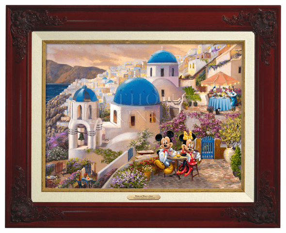 Thomas Kinkade 12" x 16" Framed Canvas Classics:"Disney Mickey and Minnie in Greece"