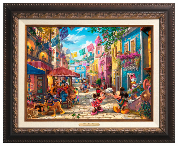 Thomas Kinkade 12" x 16" Framed Canvas Classics:"Disney Mickey and Minnie in Mexico"
