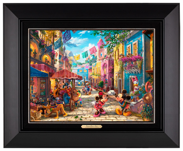 Thomas Kinkade 12" x 16" Framed Canvas Classics:"Disney Mickey and Minnie in Mexico"