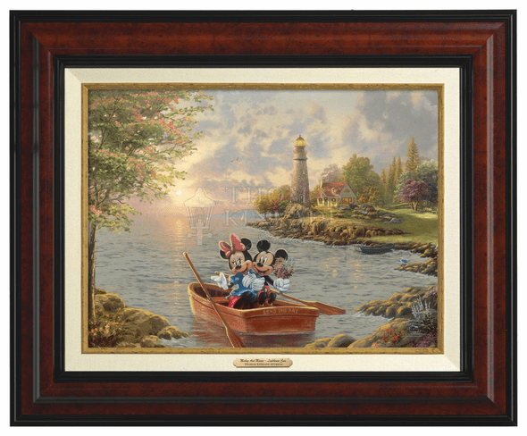 Thomas Kinkade 12" x 16" Framed Canvas Classics:"Disney Mickey and Minnie Lighthouse Cove"