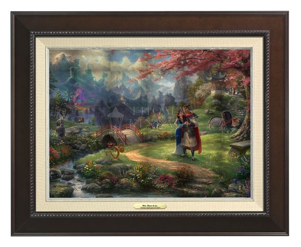 Thomas Kinkade 12" x 16" Framed Canvas Classics:"Disney Mulan Blossoms of Love"