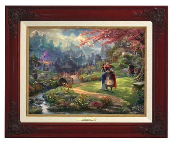 Thomas Kinkade 12" x 16" Framed Canvas Classics:"Disney Mulan Blossoms of Love"