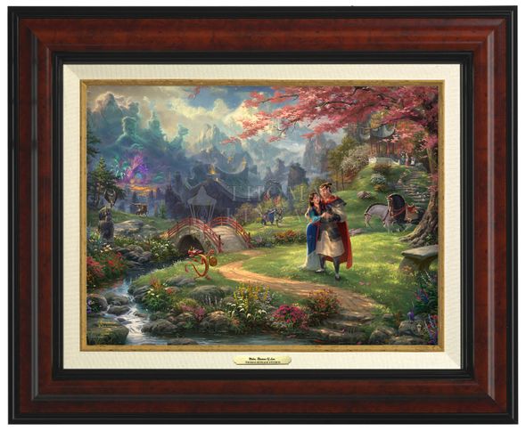 Thomas Kinkade 12" x 16" Framed Canvas Classics:"Disney Mulan Blossoms of Love"