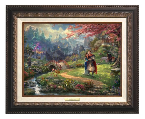 Thomas Kinkade 12" x 16" Framed Canvas Classics:"Disney Mulan Blossoms of Love"