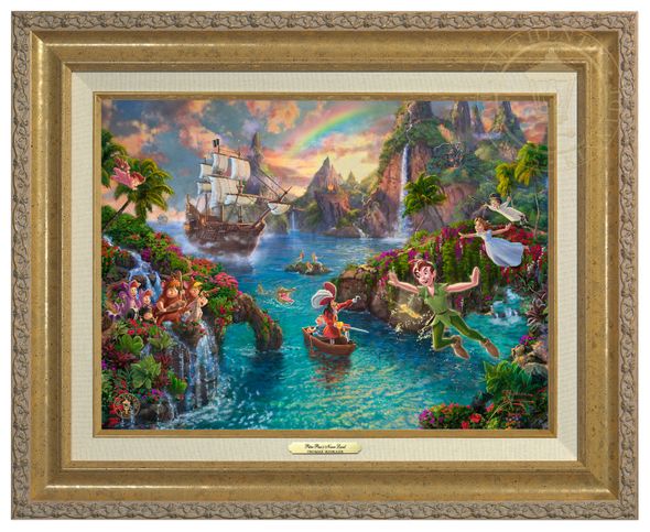 Thomas Kinkade 12" x 16" Framed Canvas Classics:"Disney Peter Pan's Never Land"