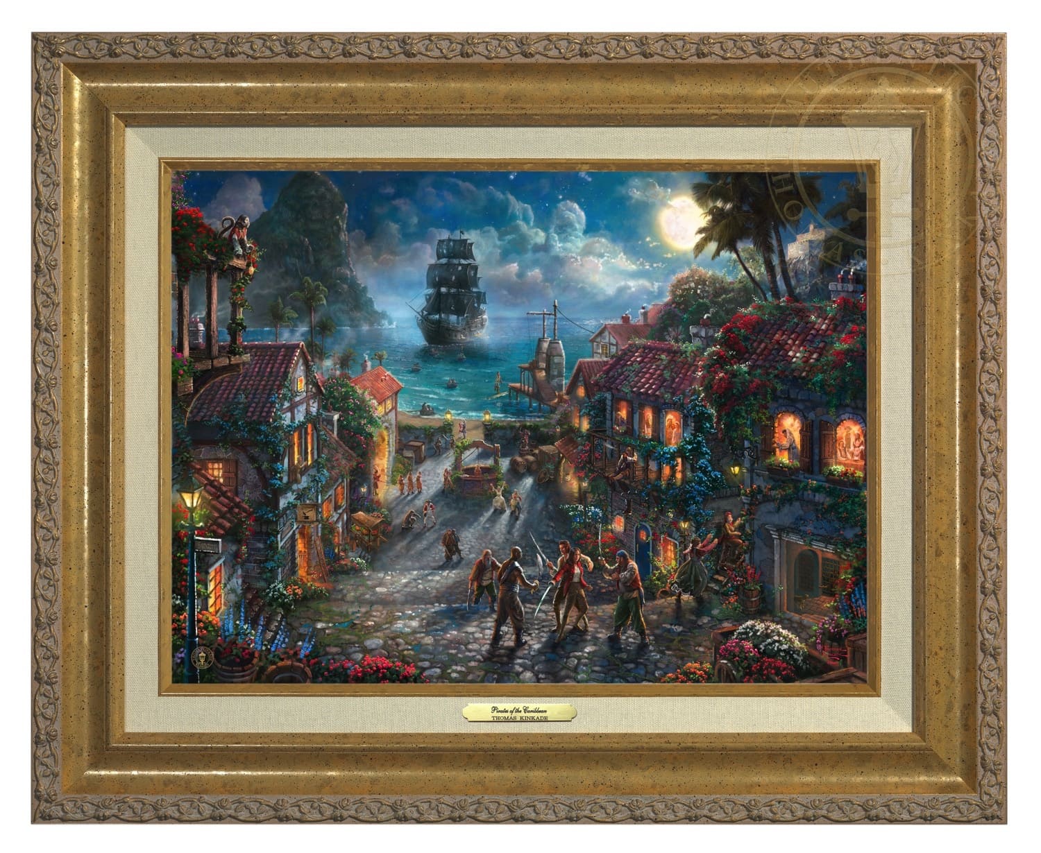 Thomas Kinkade 12" x 16" Framed Canvas Classics:"Disney Pirates of the Caribbean"