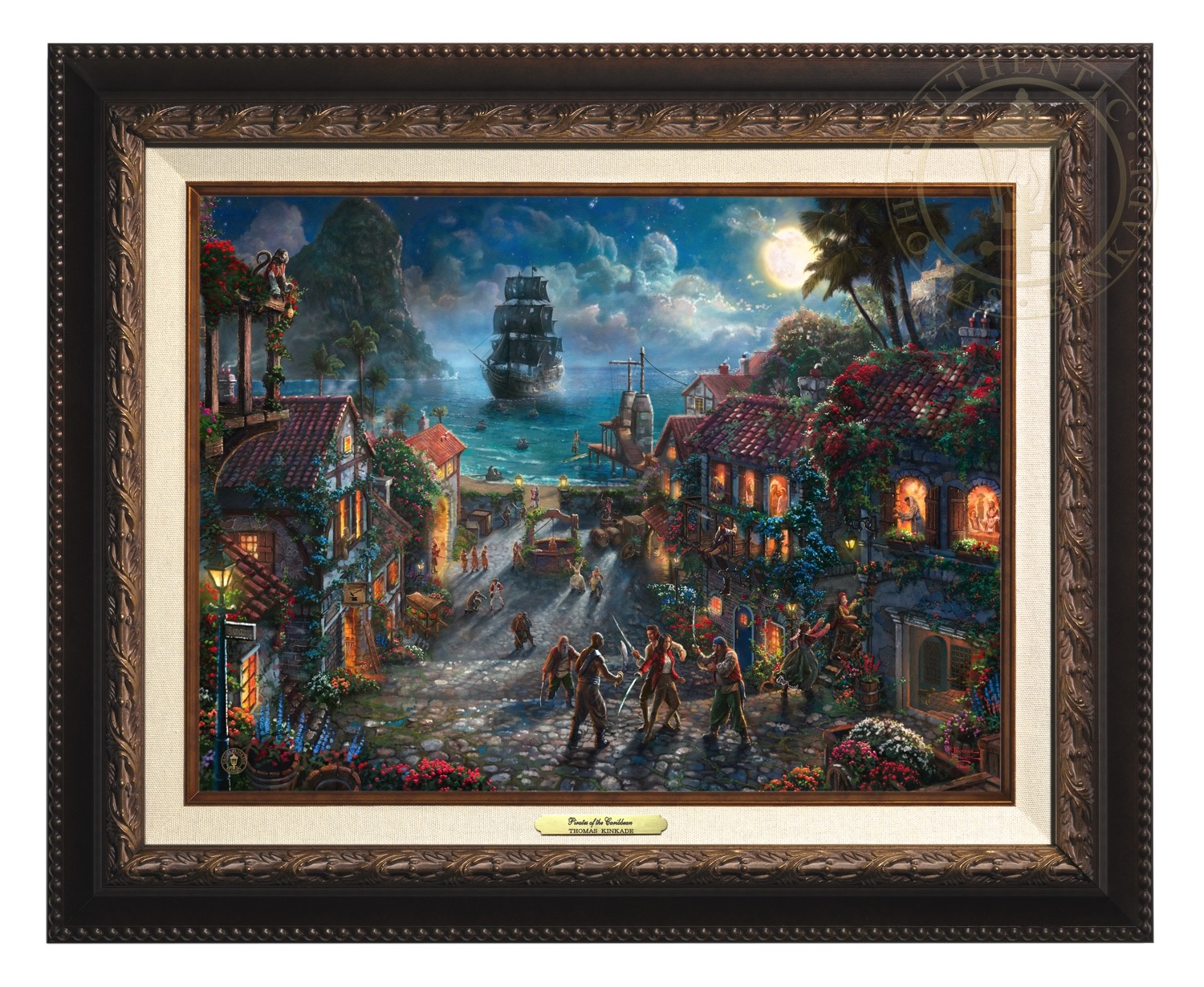 Thomas Kinkade 12" x 16" Framed Canvas Classics:"Disney Pirates of the Caribbean"