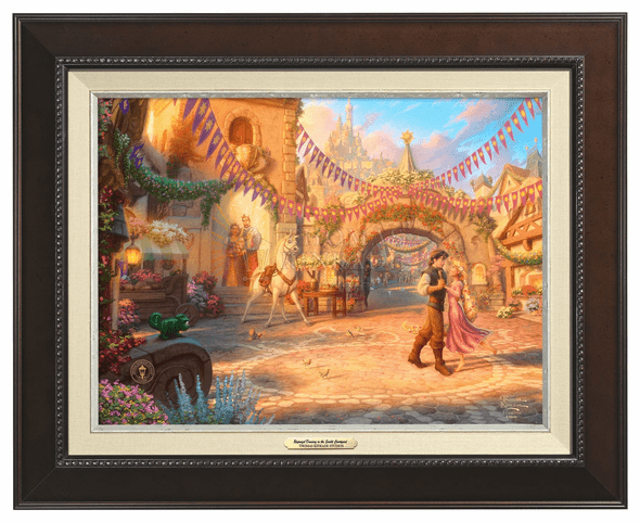 Thomas Kinkade 12" x 16" Framed Canvas Classics:"Disney Rapunzel Dancing in the Sunlit Courtyard"