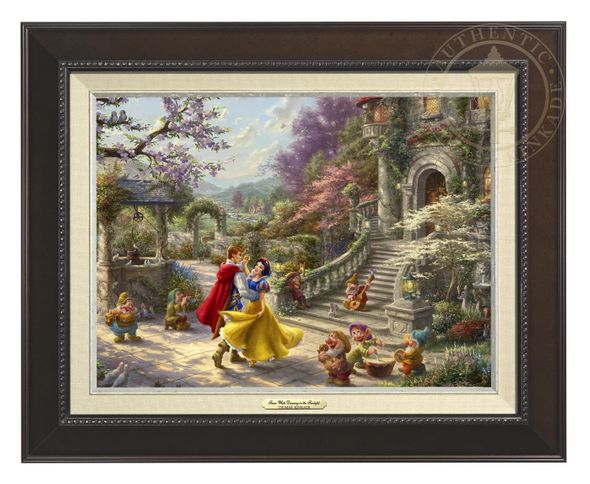 Thomas Kinkade 12" x 16" Framed Canvas Classics:"Disney Snow White Dancing in the Sunlight"